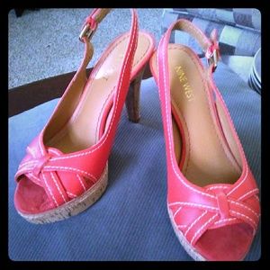 Nine West leather cork Heels 6 1/2